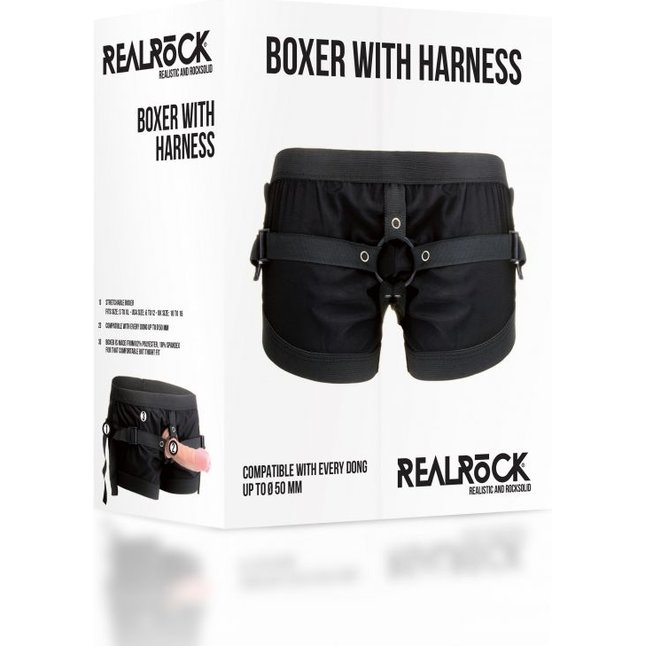 Трусики-боксеры для фиксации насадок при помощи кольца Boxer With Harness - RealRock. Фотография 3.