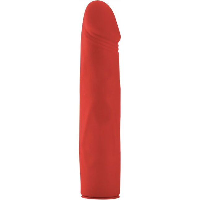 Красный страпон Deluxe Silicone Strap On 10 Inch - 25 см - Ouch!. Фотография 2.