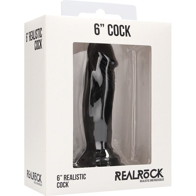 Чёрный фаллоимитатор Realistic Cock 6 - 15 см - RealRock. Фотография 2.