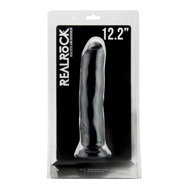Чёрный фаллоимитатор Realistic Cock 12,2 Inch No Scrotum - RealRock. Фотография 2.