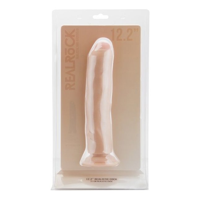 Телесный фаллоимитатор Realistic Cock 12,2 Inch No Scrotum - RealRock. Фотография 2.