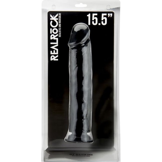Чёрный фаллоимитатор-гигант Realistic Cock 15,5 Inch No Scrotum - 39,5 см - RealRock. Фотография 2.