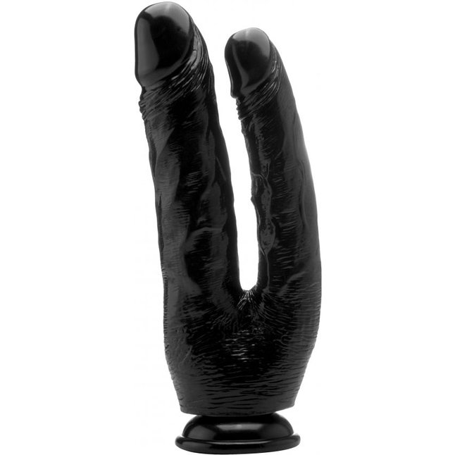 Чёрный анально-вагинальный фаллоимитатор Realistic Double Cock 10 Inch - 25,5 см - RealRock