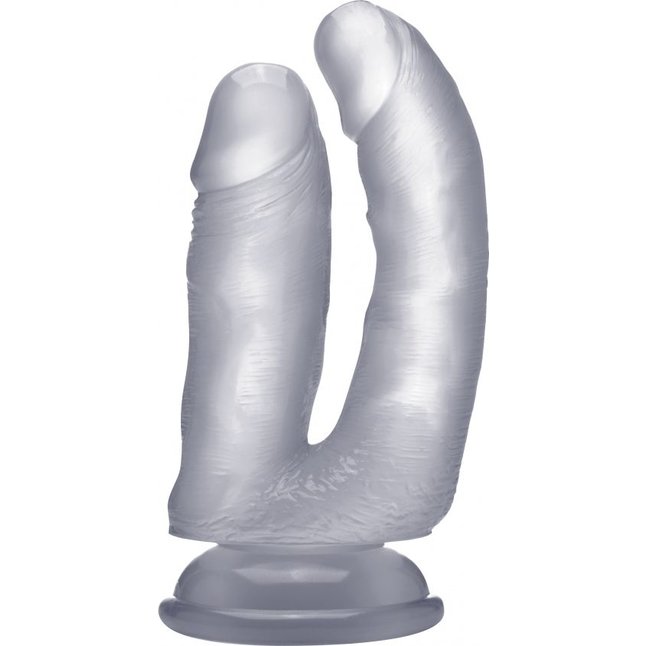 Прозрачный анально-вагинальный фаллоимитатор Realistic Double Cock 6,5 Inch - 16,5 см - RealRock
