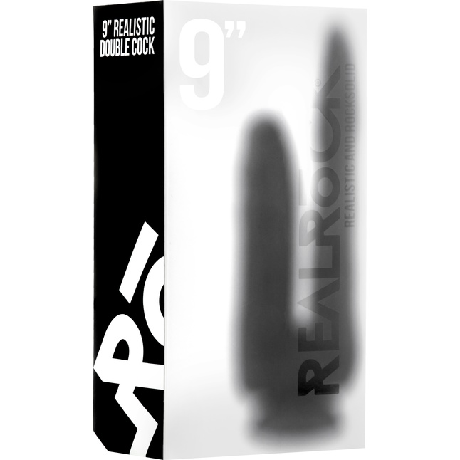 Чёрный анально-вагинальный фаллоимитатор Realistic Double Cock 9 Inch - 23 см - RealRock. Фотография 2.