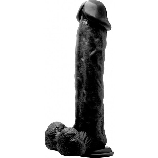 Чёрный фаллоимитатор Realistic Cock 11 With Scrotum - 29,5 см - RealRock