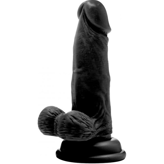 Чёрный фаллоимитатор Realistic Cock 6 With Scrotum - 15 см - RealRock