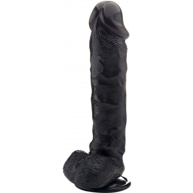 Чёрный фаллоимитатор Realistic Cock 13,4 With Scrotum - 34 см - RealRock