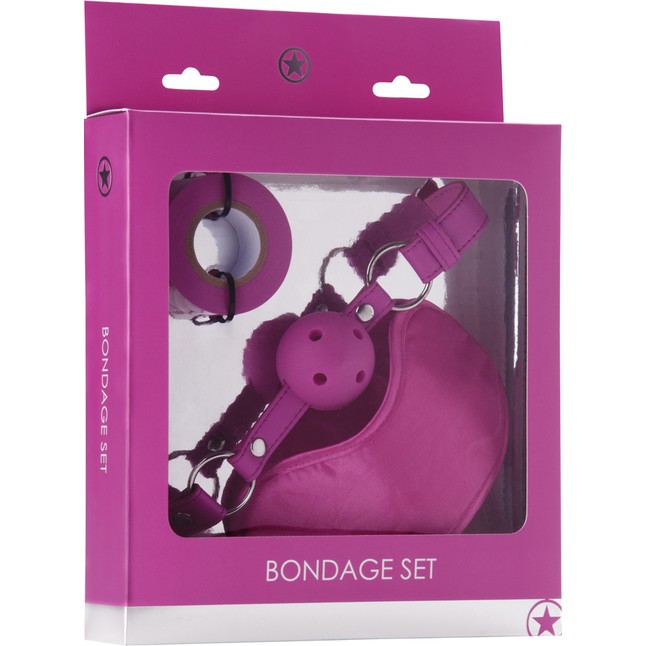 Комплект розовых аксессуаров для бандажа Bondage Set - Ouch!. Фотография 2.