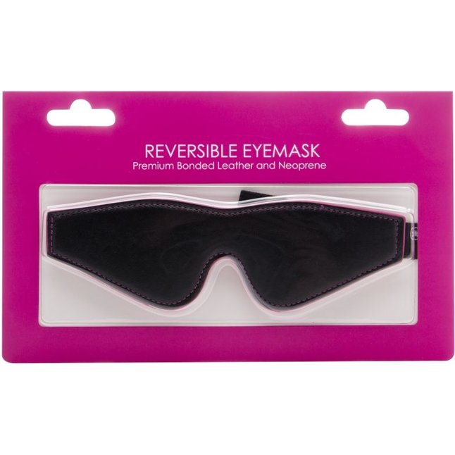 Чёрно-розовая двусторонняя маска на глаза Reversible Eyemask - Ouch!. Фотография 4.