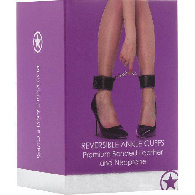 Чёрно-фиолетовые двусторонние оковы на ноги Reversible Ankle Cuffs - Ouch!. Фотография 5.
