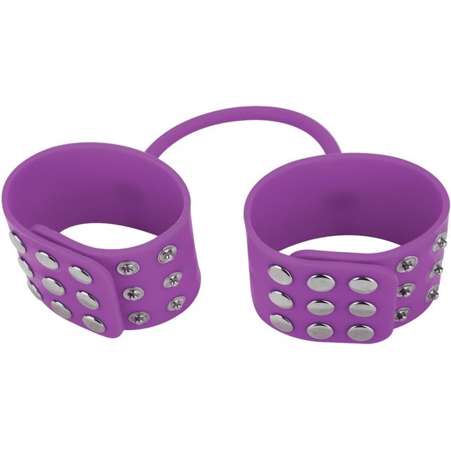 Фиолетовые силиконовые наручники с заклепками - Ouch!
