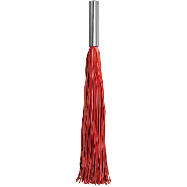 Красная плётка Leather Whip Metal Long - 49,5 см - Ouch!