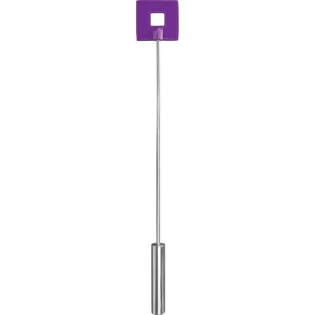 Фиолетовая шлёпалка Leather Square Tiped Crop с наконечником-квадратом - 56 см - Ouch!