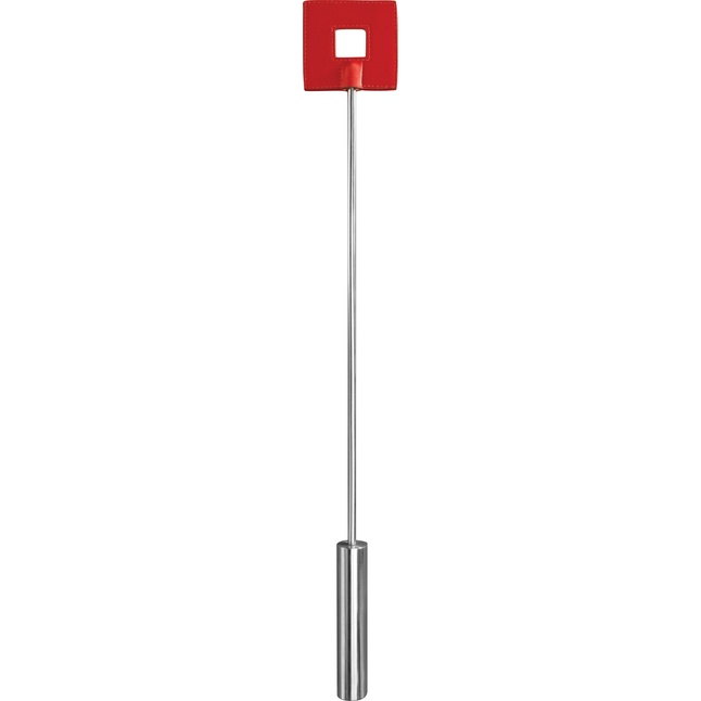 Красная шлёпалка Leather Square Tiped Crop с наконечником-квадратом - 56 см - Ouch!