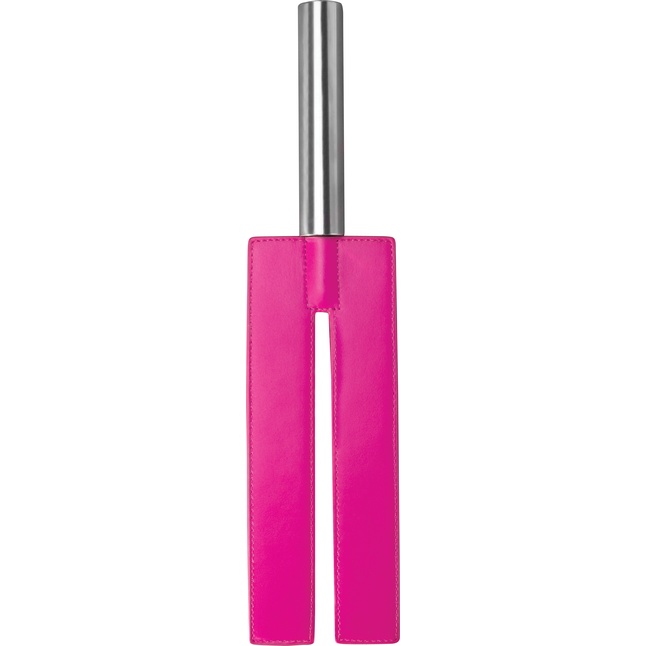 Розовая П-образная шлёпалка Leather Slit Paddle - 35 см - Ouch!