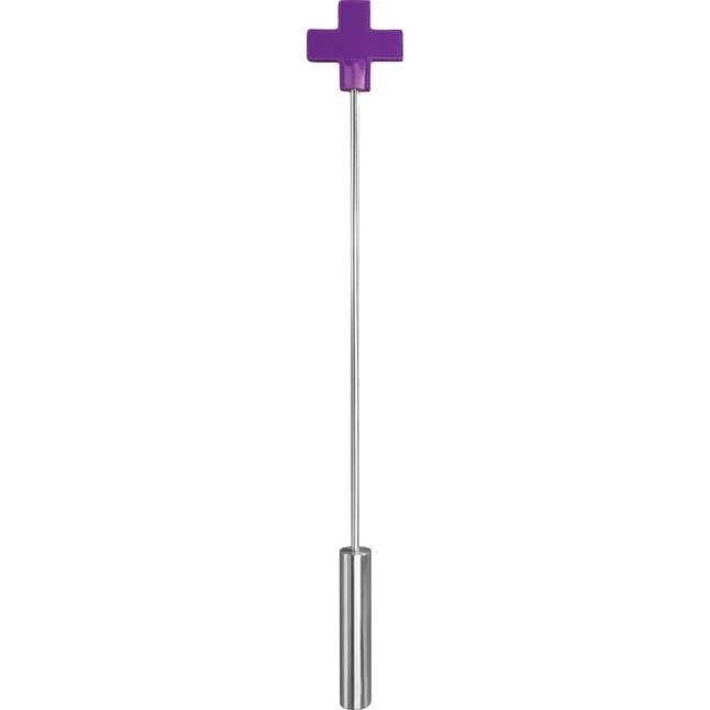 Фиолетовая шлёпалка Leather Cross Tiped Crop с наконечником-крестом - 56 см - Ouch!