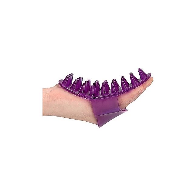 Фиолетовая массажная рукавичка Massage Spikes - Touche. Фотография 2.