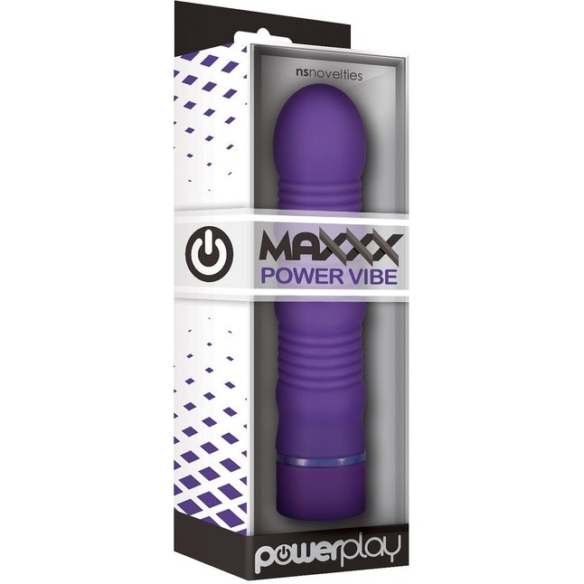 Фиолетовый ребристый вибромассажёр Maxx Power Vibe - 19 см - Power Play. Фотография 2.