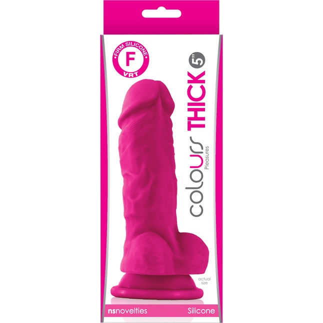 Розовый фаллоимитатор Pleasures Thick 5 Dildo - 18,3 см - Colours. Фотография 2.