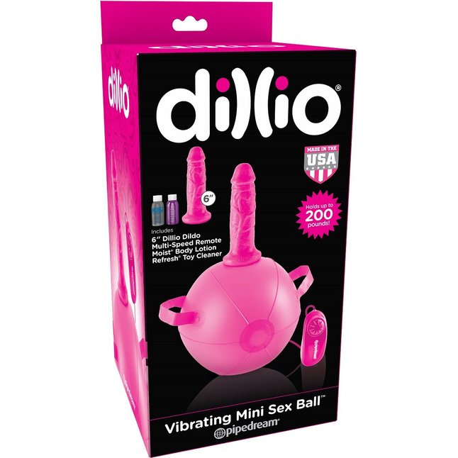 Розовый надувной мяч с вибронасадкой Vibrating Mini Sex Ball - 15,2 см - Dillio. Фотография 3.