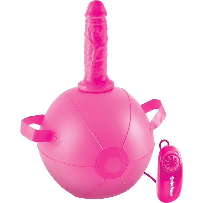 Розовый надувной мяч с вибронасадкой Vibrating Mini Sex Ball - 15,2 см - Dillio