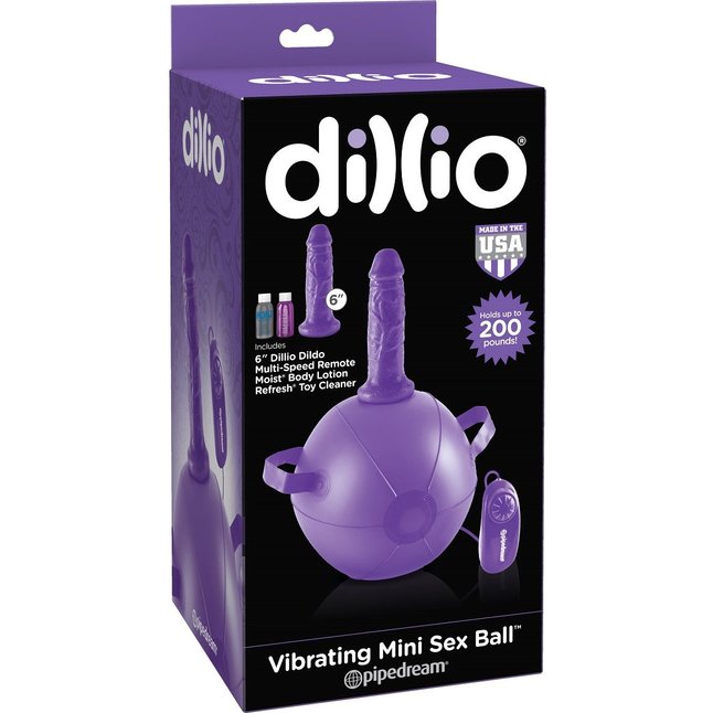 Фиолетовый надувной мяч с вибронасадкой Vibrating Mini Sex Ball - 15,2 см - Dillio. Фотография 3.