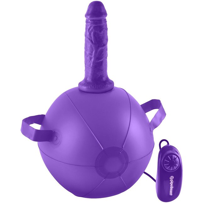 Фиолетовый надувной мяч с вибронасадкой Vibrating Mini Sex Ball - 15,2 см - Dillio
