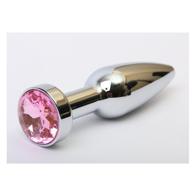 Удлинённая серебристая пробка с розовым кристаллом - 11,2 см