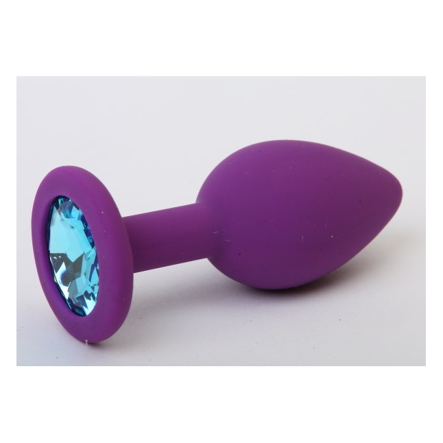 Фиолетовая силиконовая пробка с голубым стразом - 7,1 см
