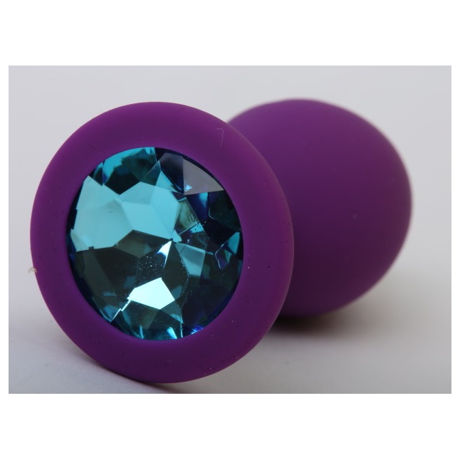 Фиолетовая силиконовая пробка с голубым стразом - 9,5 см