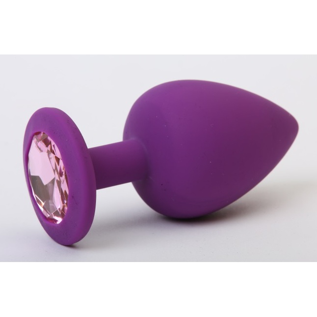 Фиолетовая силиконовая пробка с розовым стразом - 7,1 см