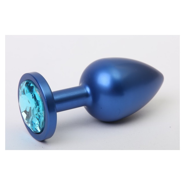 Синяя анальная пробка с голубым кристаллом - 8,2 см