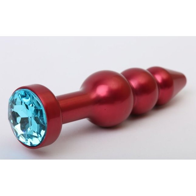 Красная анальная ёлочка с голубым кристаллом - 11,2 см