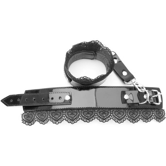 Изысканные чёрные наручники с кружевом - BDSM Light. Фотография 5.