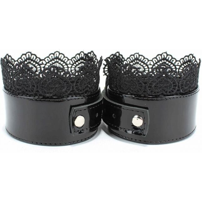 Изысканные чёрные наручники с кружевом - BDSM Light. Фотография 7.