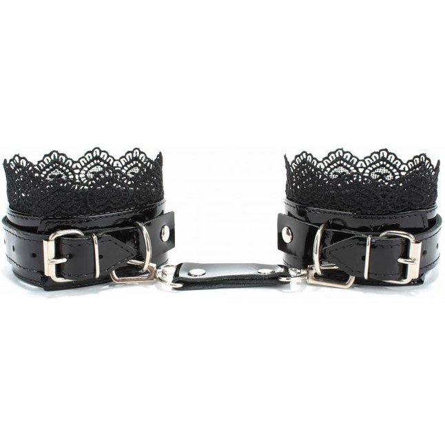 Изысканные чёрные наручники с кружевом - BDSM Light. Фотография 9.