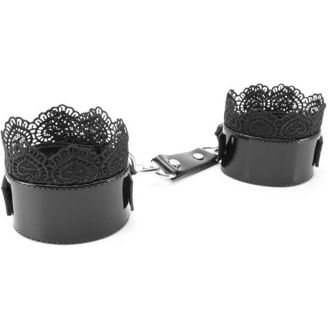 Изысканные чёрные наручники с кружевом - BDSM Light