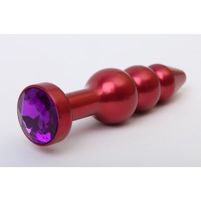 Красная анальная ёлочка с фиолетовым кристаллом - 11,2 см