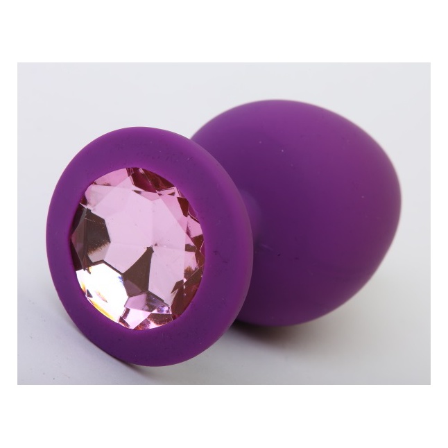 Фиолетовая силиконовая пробка с розовым стразом - 9,5 см