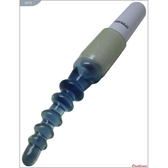 Синий гелевый вибратор для анальной стимуляции - 20,5 см. Фотография 3.