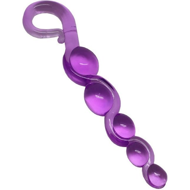 Фиолетовая анальная цепочка из геля - 22 см. Фотография 2.
