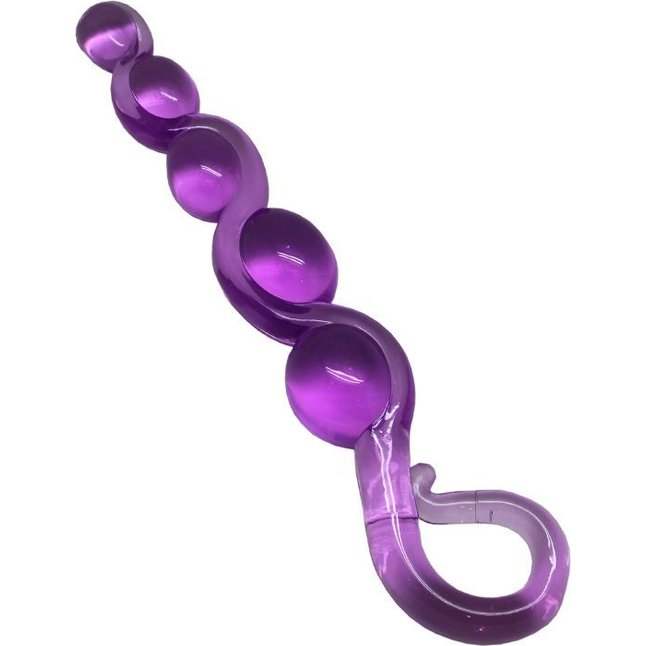 Фиолетовая анальная цепочка из геля - 22 см