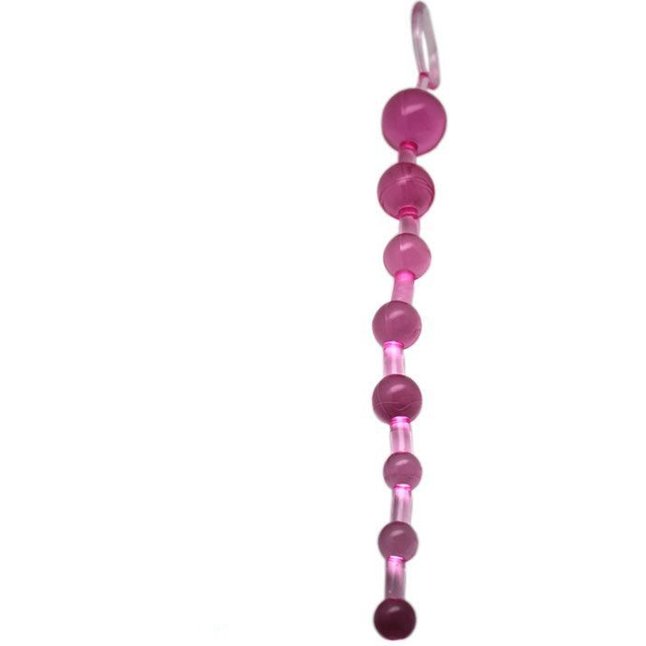 Розовая анальная цепочка с ручкой - 29,5 см. Фотография 2.