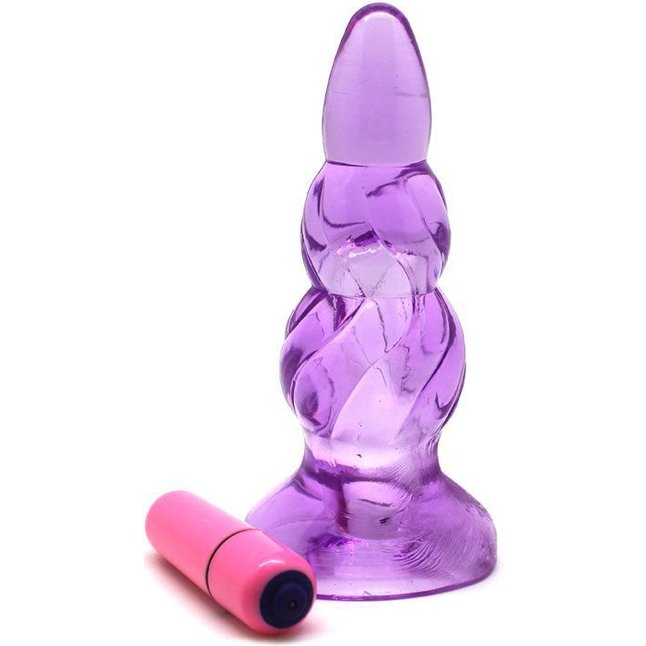 Фиолетовая анальная вибропробка - 9 см