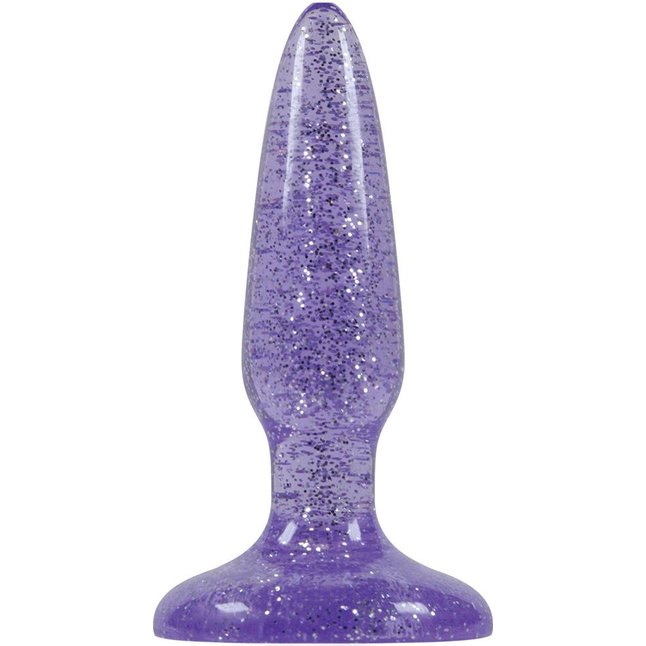Фиолетовая анальная пробка с блёстками Booty Boppers Mini - 8,1 см - Starlight Gems