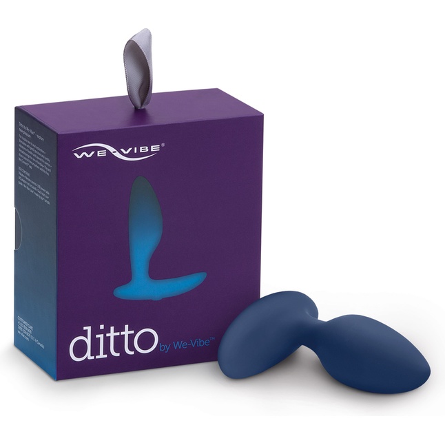 Синяя анальная пробка для ношения Ditto с вибрацией и пультом ДУ - 8,8 см. Фотография 2.