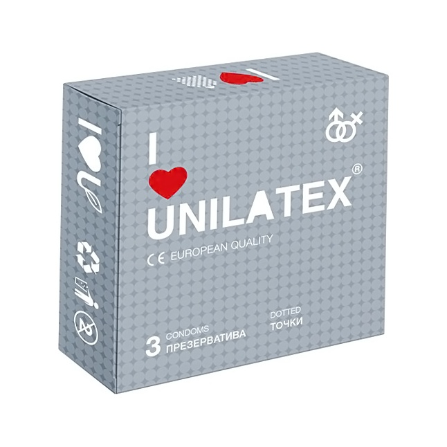 Презервативы с точками Unilatex Dotted - 3 шт.