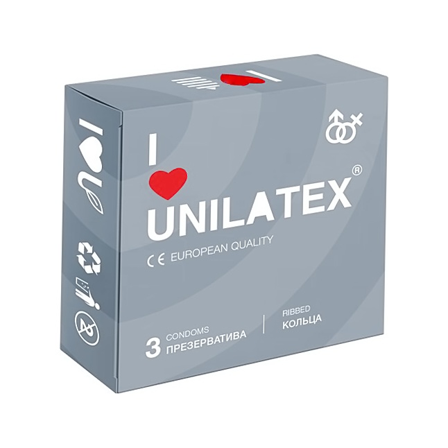 Презервативы с рёбрами Unilatex Ribbed - 3 шт