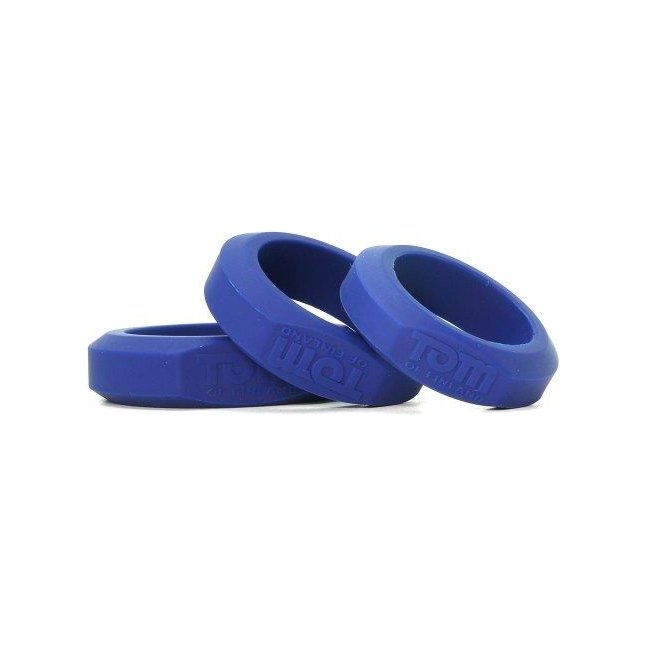 Набор из 3 синих силиконовых эрекционных колец разного диаметра - Tom of Finland